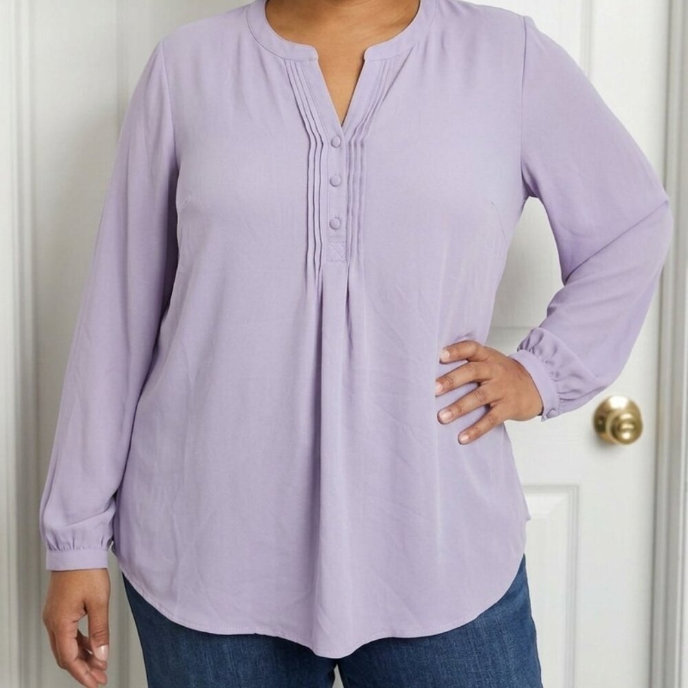 Torrid NWT Plus Size 4X Light Purple Pintuck Georgette Blouse Long Sleeve Top 4